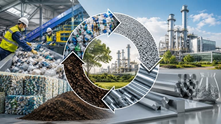 Materiais e processos industriais conectados por um ciclo de reaproveitamento